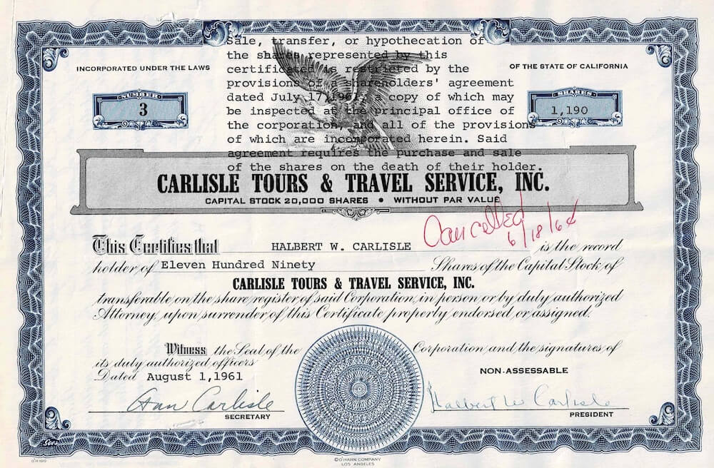 Halbert Carlisle, the founder of Carlisle Travel